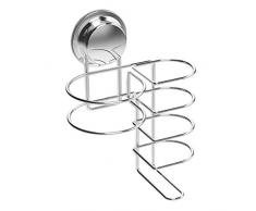 Navaris Soporte para Colgar secador y Plancha de Pelo - Colgador de Pared de Acero Inoxidable con Ventosa - para Espejo Cristal azulejo - Sin Agujeros