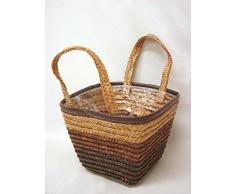 MACETERO MACETA CUBREMACETA CESTA CESTO CUADRADA GRANDE MARRON