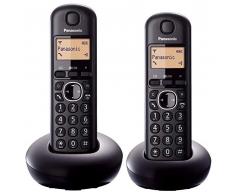 Panasonic KX-TGB212SPB - Teléfono fijo digital (DECT Dúo, función alarma/despertador, 6 melodías de timbre, Identificación de llamada entrante), Negro, TGB21 Duo