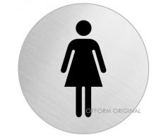 OFFORM Señal pictograma en acero inox Ø 130 mm No. 6959 "Baño Mujeres"