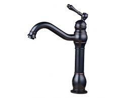 HomeLava Grifo de Lavabo Baño Grifo monomando alto Mezclador agua fria y caliente Estilo clásico, Negro
