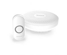 Honeywell Home DCR313S Kit Timbre Redondo sin Hilos, 6 melodías (84Db, LED, 150 m) Color Blanco
