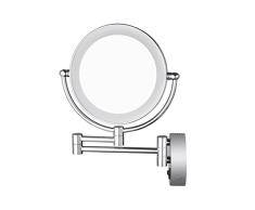 aechoo cuarto de baño espejo de afeitar espejo Make Up pared montado en LED de luz espejo 10 x Lupa oculta instalar Fácil y Luxus Decorar para Hotel Vanity 2 giratorio cepillado con acabado cromado