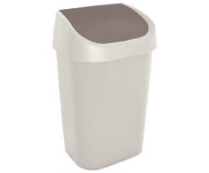 Allibert 214966 Mistral - Papelera con tapa abatible (polipropileno, 32,5 x 25,3 x 51,7 cm), color marrón y blanco