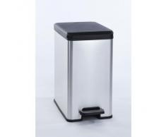 Curver Slim Bin 25L - Cubo de basura (De plástico, Negro, Plata, Plaza, Pedal)