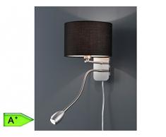 Trio Lighting - Aplique de pared/lectura 2 Luces, acero inox y tela textil color negro.
