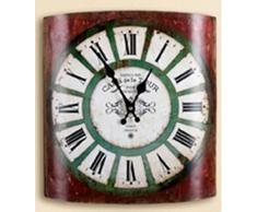 Gilde Reloj de pared rústico reloj de cocina Cafe de la Tour Diseño nostálgico, Rojo, 31,5 x 35 cm