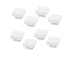 POMOLINE 8 Un. Tirador Pomo Mueble Infantil Resina ABS Pintado Blanco 30MMX30MM