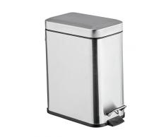 Wenko 22159100-Cubo de basura con pedal aspecto metálico, diseño de 5 L, polipropileno, color negro, 14,5 x 29 x 29,5 cm