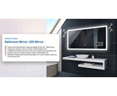 FORAM Espejo de Baño con Iluminación LED - Luz Espejo de Pared con Accesorios - Diferentes tamaños para Baño Dormitorio Maquillaje - L01