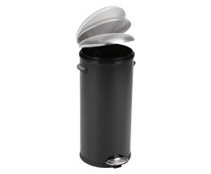 EKO - Europe VB 9217 30L Alrededor Acero Inoxidable Negro, Acero Inoxidable cesto de Basura - Cubo de Basura (29,2 cm, 338 mm, 380 mm, 660 mm)
