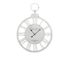 elbmöbel – Reloj de Pared de Metal Blanco Vintage Retro Reloj rústico Shabby Chic Envejecido. Redondo Grande