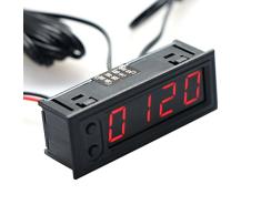 cuigu 3 en 1 multifunción alta precisión reloj de interior y al aire libre de la temperatura de la coche batería Monitor de voltaje voltímetro del panel metro 12 V, rojo, 22 x 58 mm