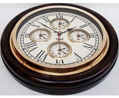 Marine Nautical Store Reloj de Pared de latón Estilo Vintage, Reloj de Pared de Hora Mundial, decoración de Pared, Regalo náutico