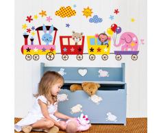 R00119 Pegatina Adhesivo Vinilo Decorativo Pared Wall Art "Tren bebé multicolor 1"