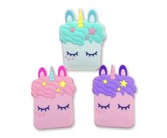 3 Piezas Espejo de Maquillaje de Unicornio,Espejo de Maquillaje de Bolsillo Mini de Moda,Espejo de Maquillaje Portátil de Dibujos Animados de Plástico,Regalos de Fiesta para Adultos para Niños