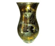 Jarron de cristal coloreado, florero de vidrio soplado, en colour der oro en colour der oro, altura aprox. 24 cm, diseñado y fabricado por la Oberstdorfer Glashuette