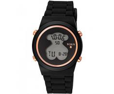 Reloj TOUS digital 700350320-Bear de acero IP rosado con correa de Silicona negra