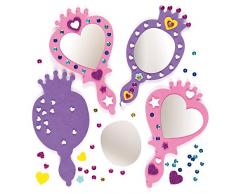 Baker Ross Kits de Espejos de Princesa para Decorar y Personalizar (Paquete de 4) Manualidades infantiles para fiestas de princesa