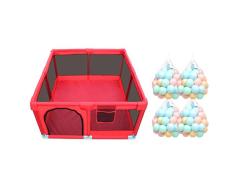 Parque de bebé Valla de seguridad para niños pequeños bola del océano Zona de juegos interior de la casa Tabique Plegable portátil (color: rojo, tamaño: 128X128X66CM)