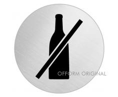 OFFORM Señal pictograma en acero inox Ø 75mm No.39243 "Botellas prohibidas"