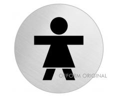 OFFORM Señal pictograma en acero inox Ø 75mm No.39056 "Baño Mujeres"
