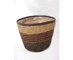 MACETERO MACETA CUBREMACETA CESTA CESTO REDONDO GRANDE MARRON