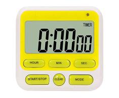 Reloj despertador, temporizador de cocina, temporizador digital, temporizador electrónico LCD, reloj con soporte de pie, luz de flash y intensidad de sonido ajustable. verde