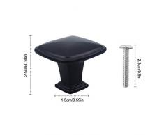 Natuce 10PCS Negro Pomo de armario redondo, tirador para cajón, Pomos y Tiradores de Muebles, 30mm Pomos, pomos redondos, para Puertas, Armarios de Cocina,Cajones - un solo agujero (A)
