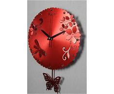 AIKE Continental Art Creatividad Tridimensional libélula Flores Mariposa Péndulo oscilante Reloj de Pared Silencio Decoración Regalos Cuarto Sala estudiar Cuarto de los Niños Cafetería 16 Pulgadas