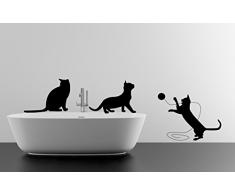 Pegatina de Vinilo de Pared con Diseño de 3 Lindos Gatos Jugando de 20 x 7 cm para Decoración del Hogar y Pegatina Aleatoria de Regalo