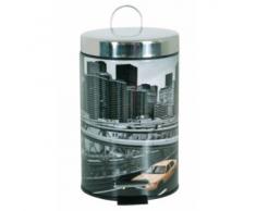 MSV Cubo DE Basura 3L New York, Acero Inoxidable, Multicolor, 16.7 cm