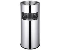 TecTake Cenicero de pie Robusto 30 L Cubo de Basura Papelera con depósito | (diámetro x Alto): 25 x 61 cm (Cromado | no. 402281)