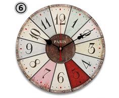 EsportsMJJ ronda Vintage rústico madera reloj de pared de cuarzo movimiento-6