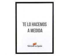 Marco a Medida para Fotos, póster, Puzzles, láminas, Diplomas y orlas. Cuadro Modelo 412-4 en Aluminio Negro Mate, con Cristal metacrilato 1.5 mm y Trasera Antihumedad 45x71 cm