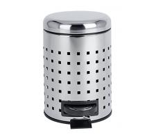 Wenko Cubo de Pedal 3l Perforado Leman, Acero Inoxidable, Brillante, 22.5 x 17 x 25 cm