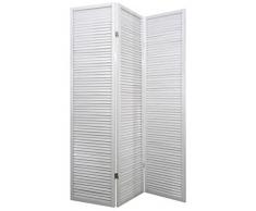 PEGANE Biombo persiana Turbo Madera Blanco / 3 Paneles