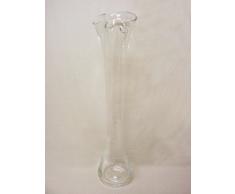 JARRON FLORERO CRISTAL TRANSPARENTE ALTO BOCA ONDAS