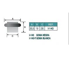 EVI Herrajes I-140-B - Tope de puerta adhesivo, acabado mate (acero inoxidable) goma de color blanco