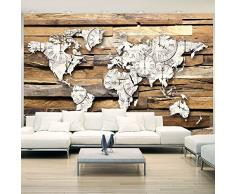 Fotomural 350x245 cm - 3 tres colores a elegir - Papel tejido-no tejido. Fotomurales - Papel pintado - madero Mapa del mundo k-A-0028-a-d