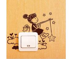 Vinilo decorativo pegatina pared, cristal, puerta (Varios colores a elegir)-chica pescando estrella