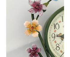 S.W.H Estilo de Europeo Reloj de Mesa Decorativo Silencioso de Hierro Rústico Flores Reloj de Escritorio para Salón