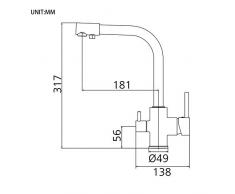 GRIFEMA Dover - Grifo de cocina osmosis con dos salidas, mezclador de fregadero 3 vías, Cromo