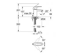 GROHE 3355720E Eurostyle Cosmopolitan - Monomando de lavabo 1/2", tamaño S Cadena deslizante