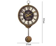 XJ&DD Silencioso Antiguo Péndulo Reloj De Pared,Estilo Vintage Fácil De Leer Reloj De Pared,Grande Retro Decoración Sala De Estar Oficina Inicio Reloj De Pared-a 57x27cm(22x11inch)