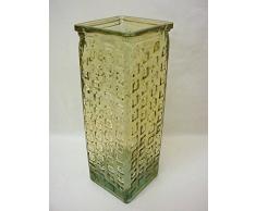 JARRON FLORERO CRISTAL RECICLADO CUADRADO BEIGE GRANDE