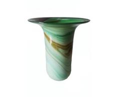 Jarrón de cristal colour verde Beige Blanco de velas sin llama vasos jarrón con ondulado de orificio grande de Navidad altura 20 cm garni vidriería