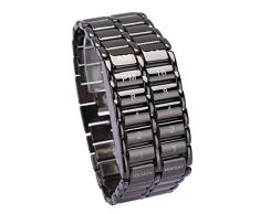 Cutogain - Reloj de pulsera para hombre con LED binario digital de cuarzo para el día del padre, Hombre, negro