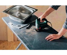 Wolfcraft 3541000 - 2 hojas de sierra de calar vástago en u / hcs, posición de dientes en sentido opuesto / madera blanda, planchas de virutas, planchas de madera y de virutas recubiertas de plástico, laminado, mdf / corte limpio y fino 75 mm