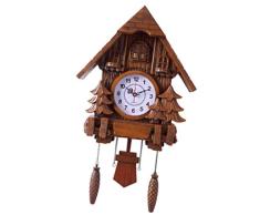 PETSOLA Reloj Cucú De La Sala De Estar Reloj De Pared Reloj De Cuco Pájaro Decoración del Hogar Exhibición del Tiempo - marrón, Individual